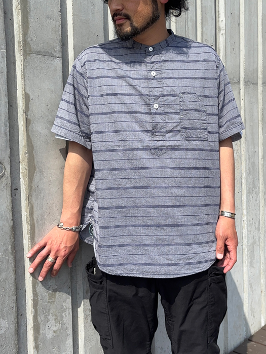 Band Collar Shirt (Horizontal Stripe)