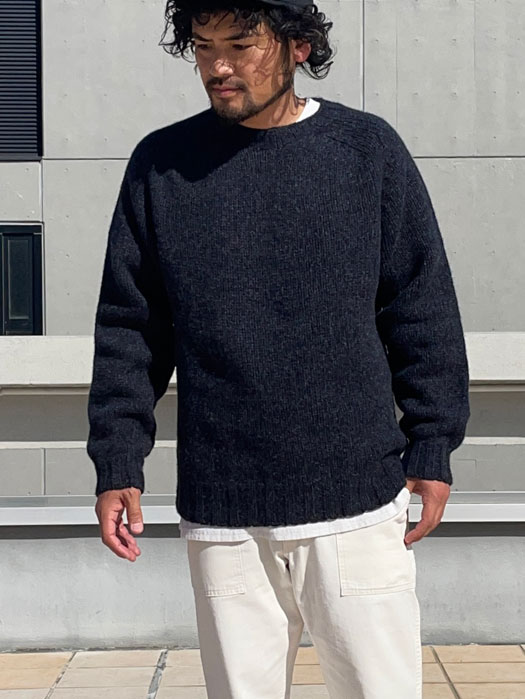 Crew Neck Saddle Shetland (Heavy Weight)