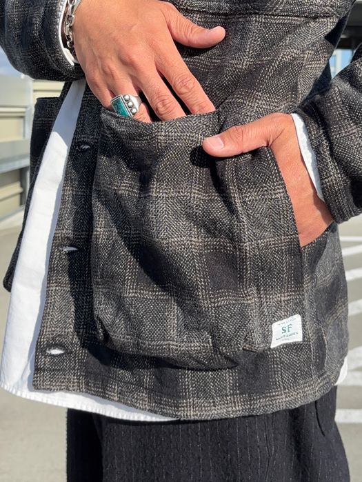 Digs Crew Cardie Jacket (Cotton Tweedy Check)