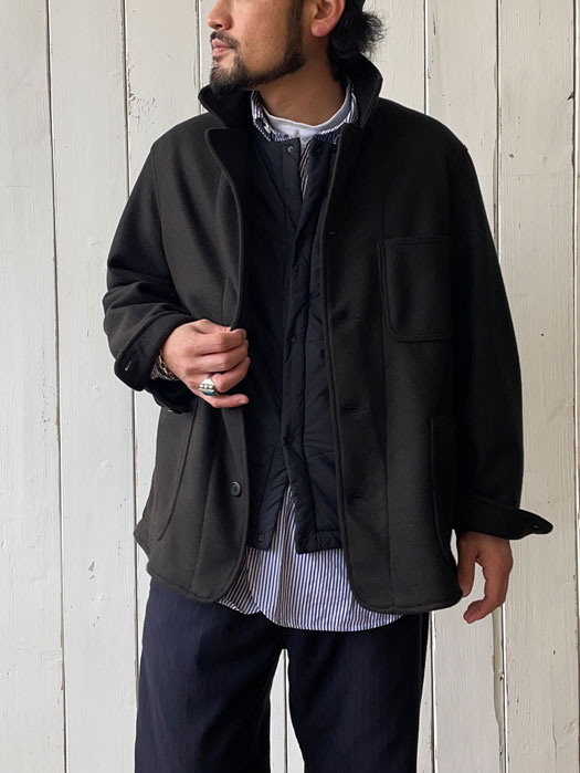 ササフラス KNIT MELTON SPRAYER JACKET-